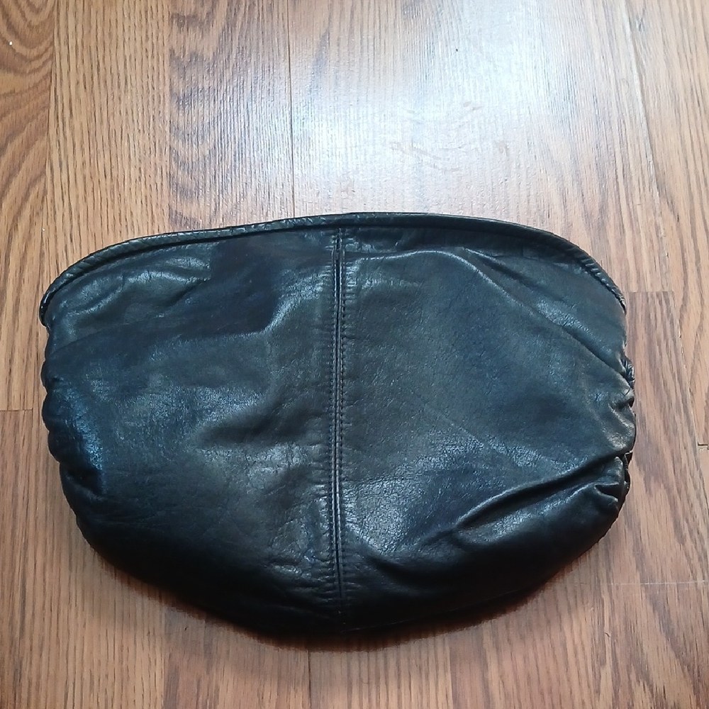 Valerie Accessories Genuine Leather‎ Clutch 80s Black Cobalt Made In Columbia